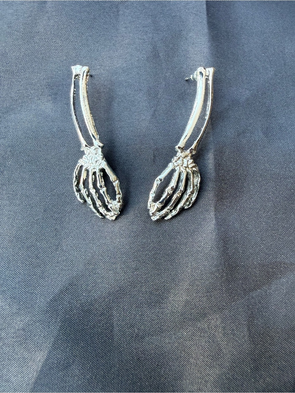 Spirit Halloween Skeleton Hand Earrings Silver Gothic Halloween Costume Jewelry